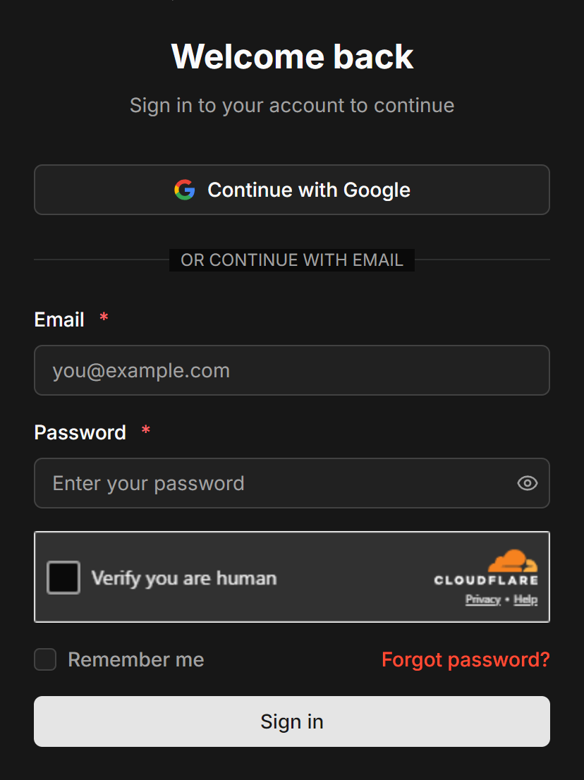 The HoopersHub sign-in page with email and password fields.