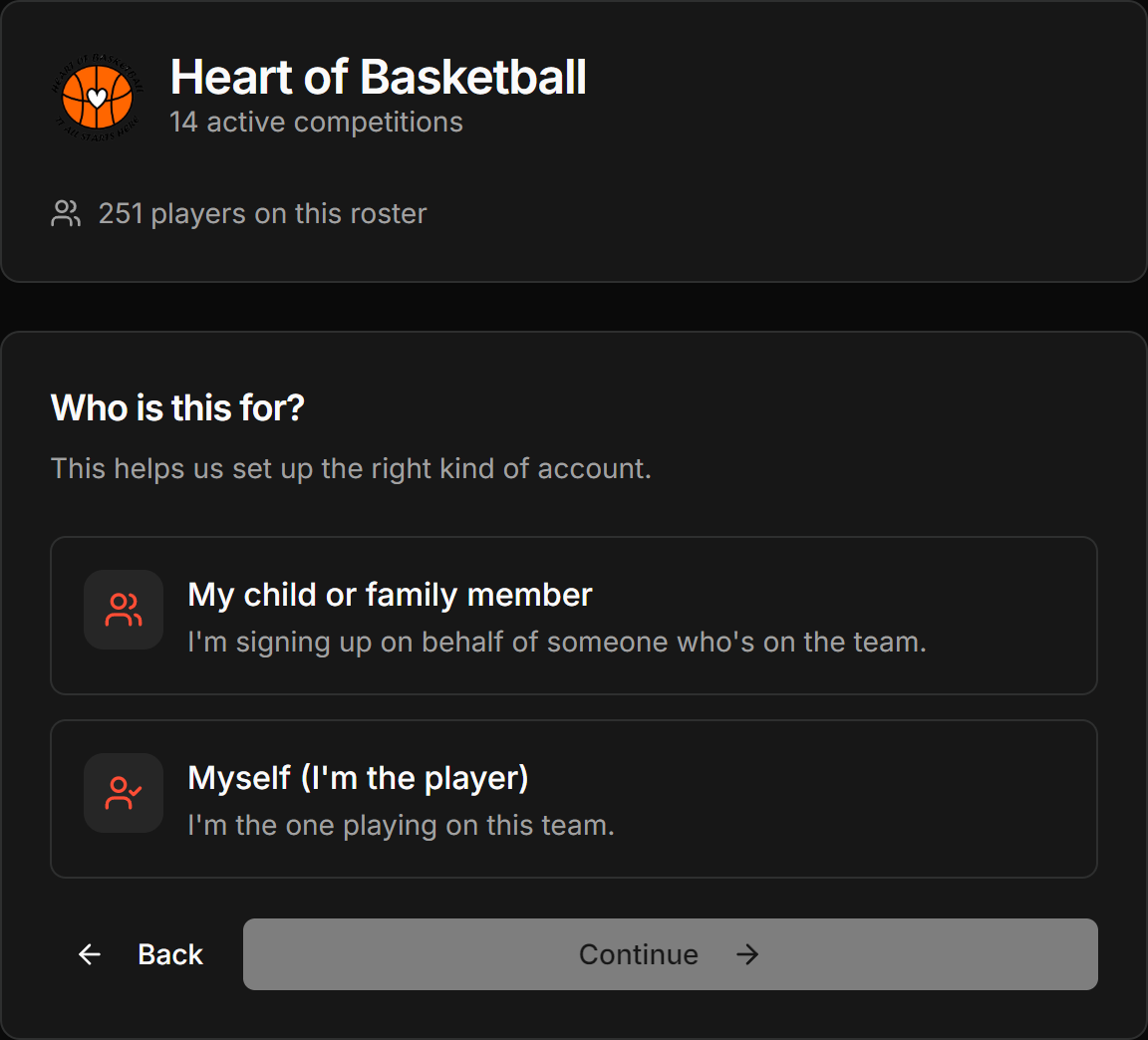 The Who is this for? screen with the two options.